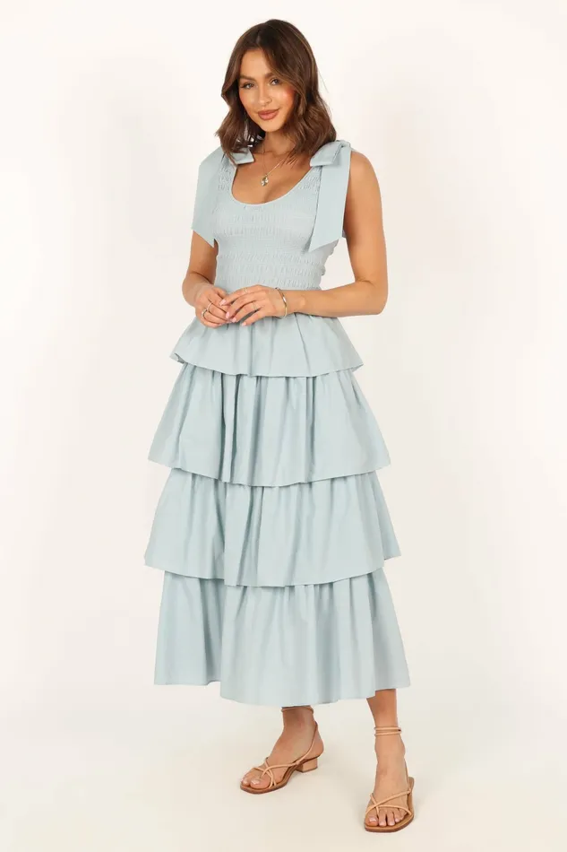 Raphael Tiered Maxi Dress Blue Event Dresses Petal and Pup Women