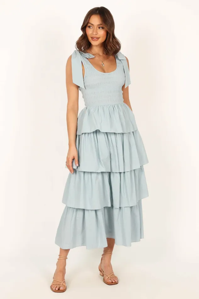 Raphael Tiered Maxi Dress Blue Event Dresses Petal and Pup Women
