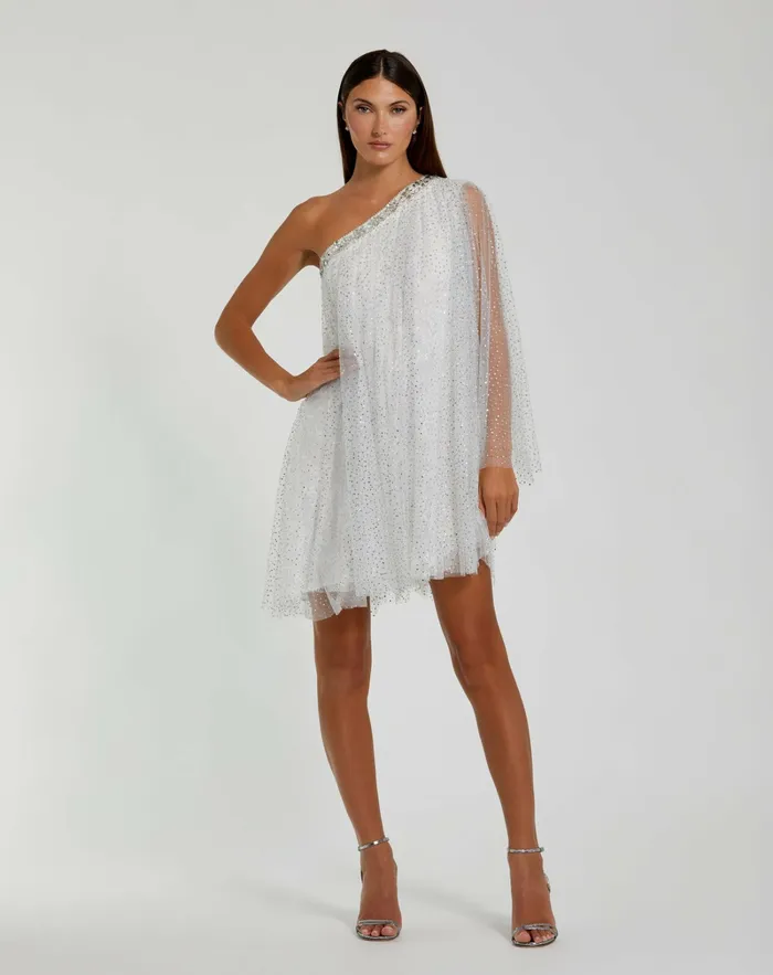 Rhinestone Embellished Waistband A Line Skirt Dress White Cocktail Dresses Mac Duggal Women Rhinestone Embellished Waistband A Line Skirt Dress White Cocktail Dresses Mac Duggal Women