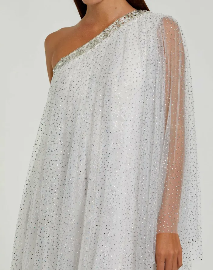 Rhinestone Embellished Waistband A Line Skirt Dress White Cocktail Dresses Mac Duggal Women