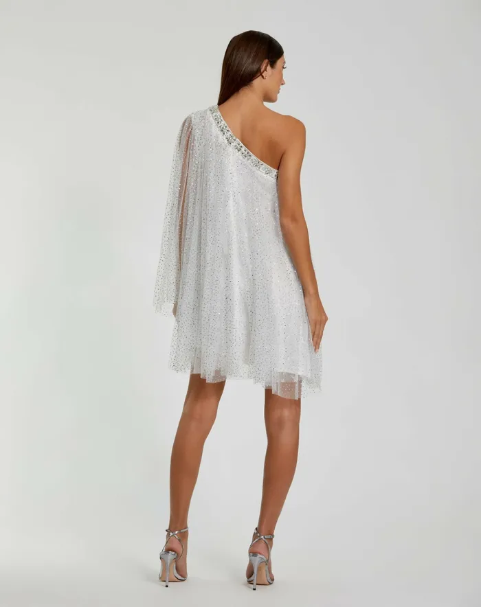Rhinestone Embellished Waistband A Line Skirt Dress White Cocktail Dresses Mac Duggal Women