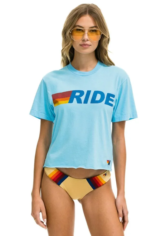 Ride Logo Boyfriend Tee 8211 Sky Women Aviator Nation Tees