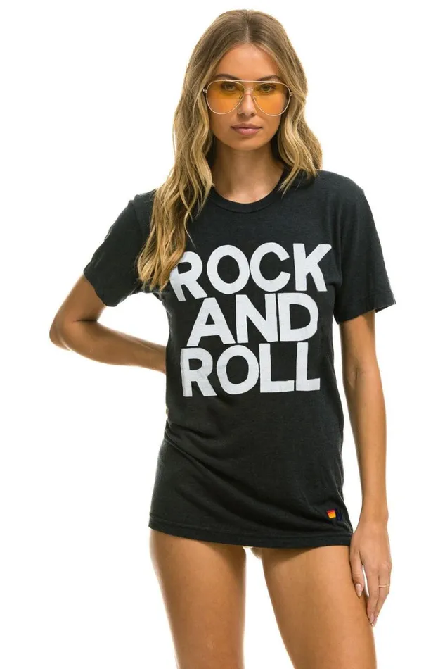 Rock And Roll Tee 8211 Charcoal WomenMen Aviator Nation Tees