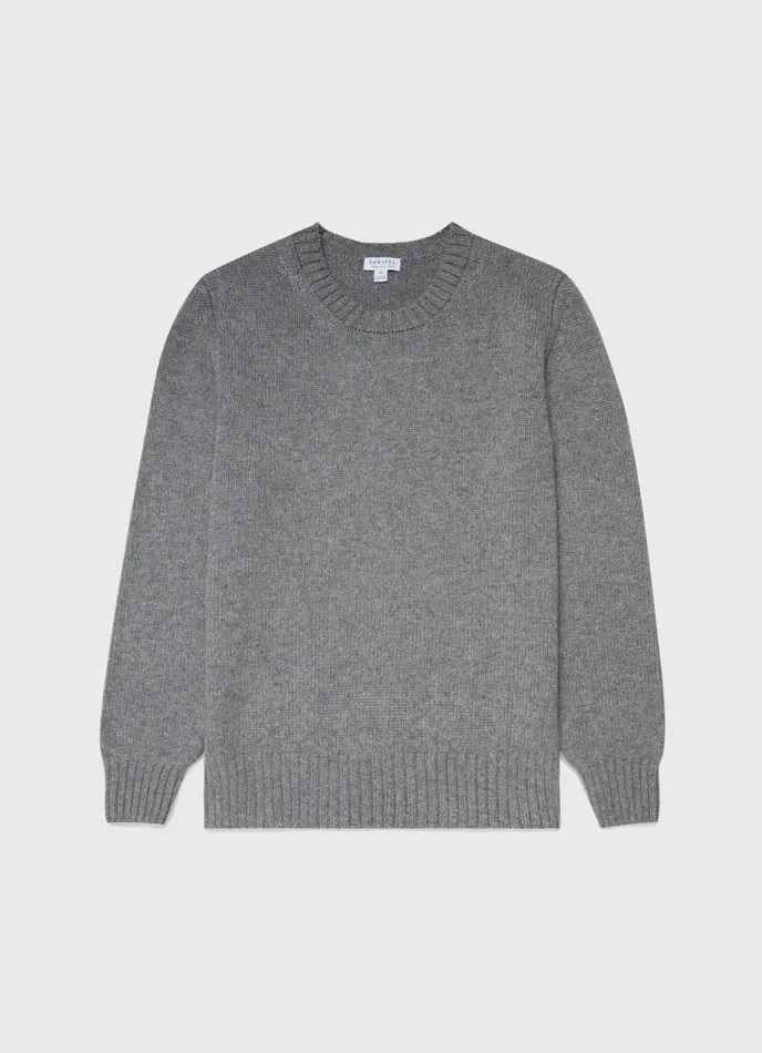 Roxburgh Cashmere Jumper Mid Grey Melange Men SUNSPEL Knitwear