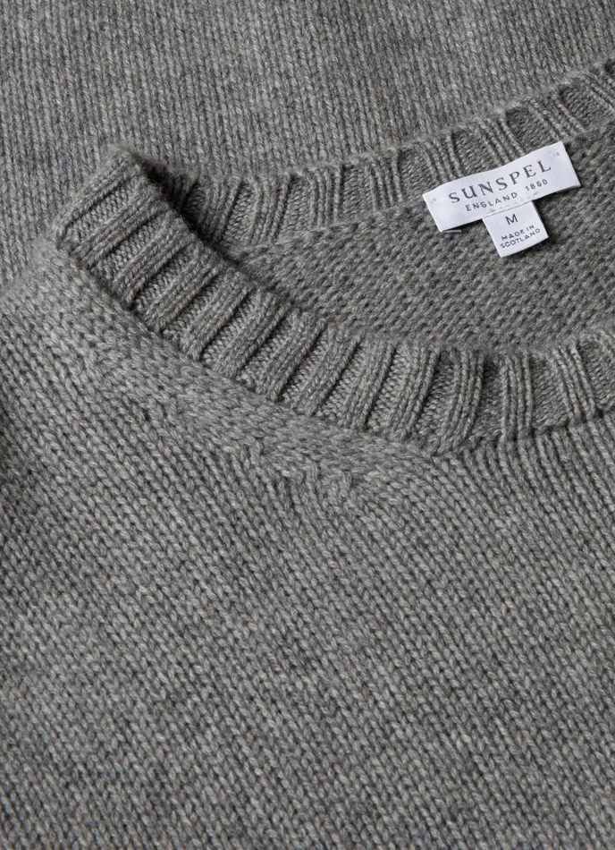 Roxburgh Cashmere Jumper Mid Grey Melange Men SUNSPEL Knitwear