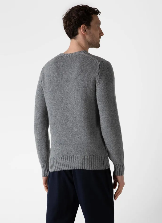 Roxburgh Cashmere Jumper Mid Grey Melange Men SUNSPEL Knitwear