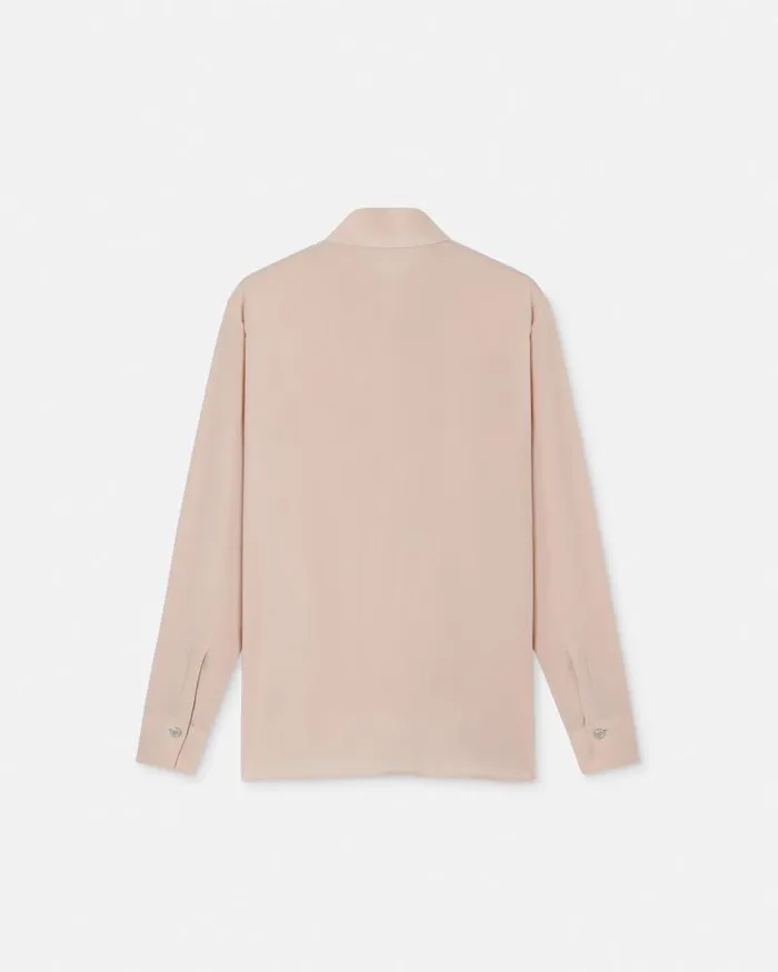 Ruffled Silk Crpe Shirt Light Pink Women Versace Shirts and Tops