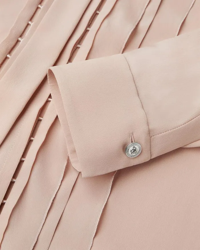 Ruffled Silk Crpe Shirt Light Pink Women Versace Shirts and Tops