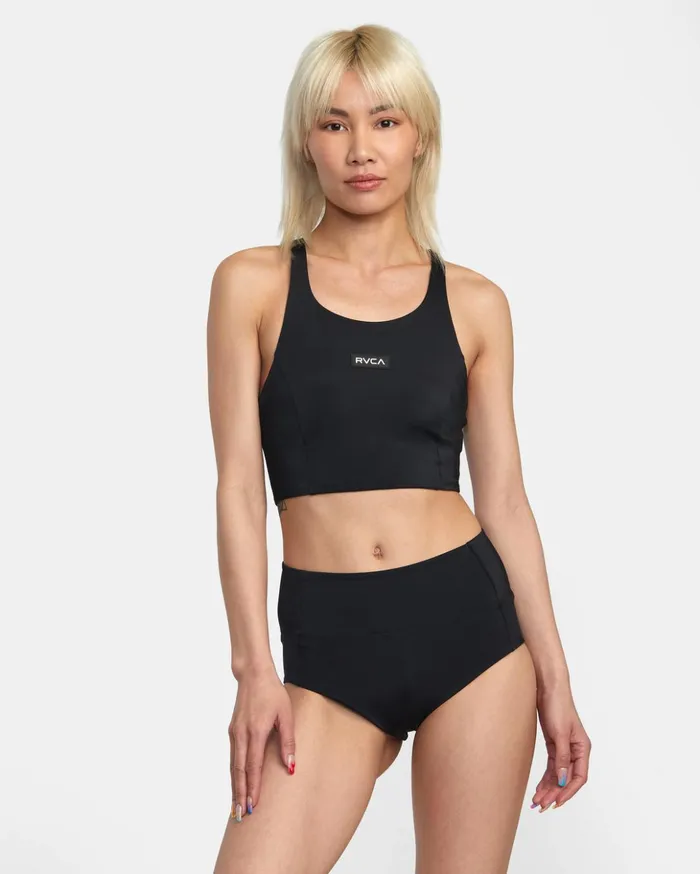 RVCA Bikini Bottoms VA Essential Solid HighRise Cheeky Bottom Black 8211 Women RVCA Bikini Bottoms VA Essential Solid HighRise Cheeky Bottom Black 8211 Women