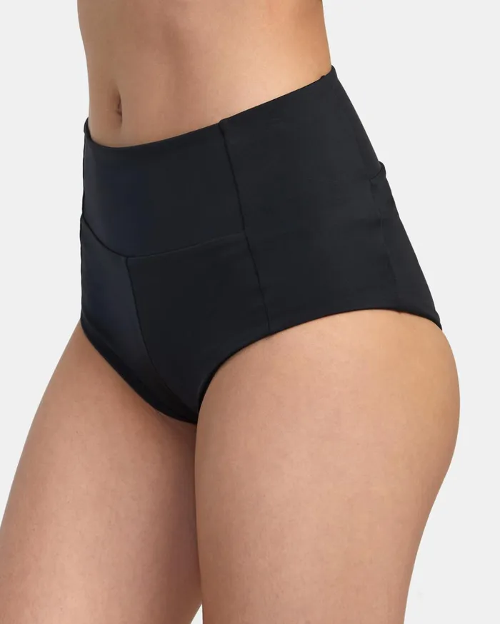 RVCA Bikini Bottoms VA Essential Solid HighRise Cheeky Bottom Black 8211 Women RVCA Bikini Bottoms VA Essential Solid HighRise Cheeky Bottom Black 8211 Women