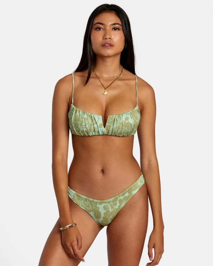 RVCA Bikini Tops Fine Lines Shirred Bra Bikini Top Seafoam 8211 Women