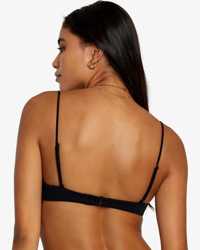 RVCA Bikini Tops Solid Shirred VWire Bralette Bikini Top Black 8211 Women