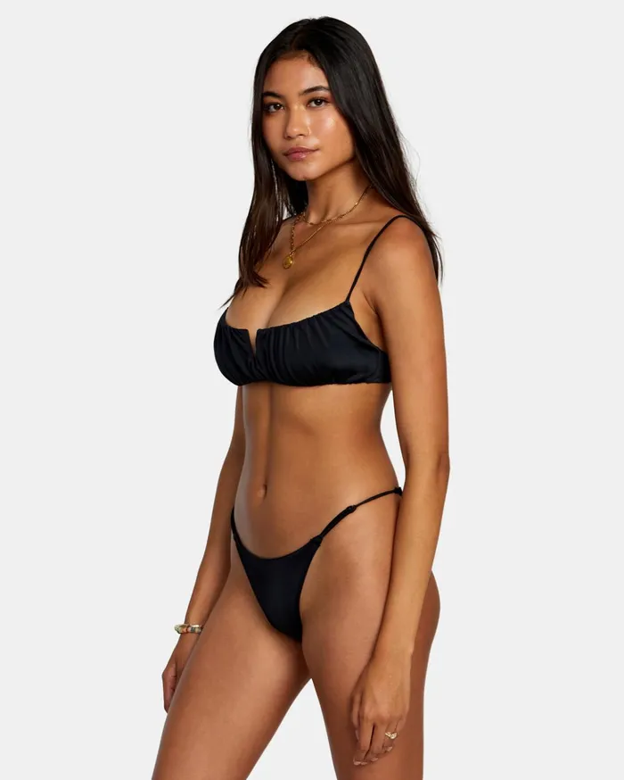 RVCA Bikini Tops Solid Shirred VWire Bralette Bikini Top Black 8211 Women