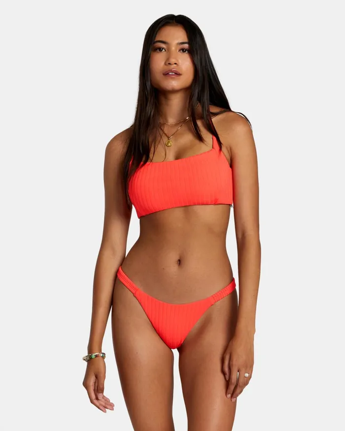 RVCA Bikini Tops Solid Streak Crossback Bikini Top Neon Red 8211 Women