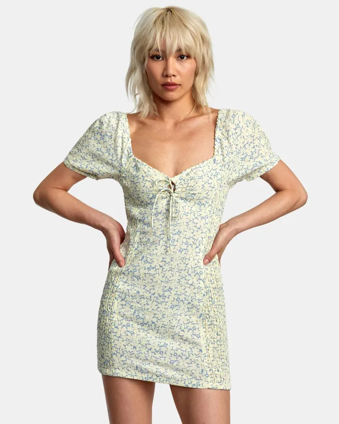 RVCA Dresses Rompers Gretel Linen Dress Lemon 8211 Women