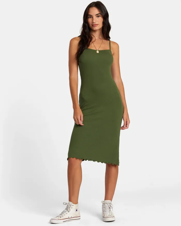 RVCA Dresses Rompers Slink Midi Dress Leaf 8211 Women
