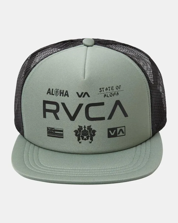 RVCA Hats Beanies HAWAII ALL BRAND FOAM TRUCKER Jade 8211 Men