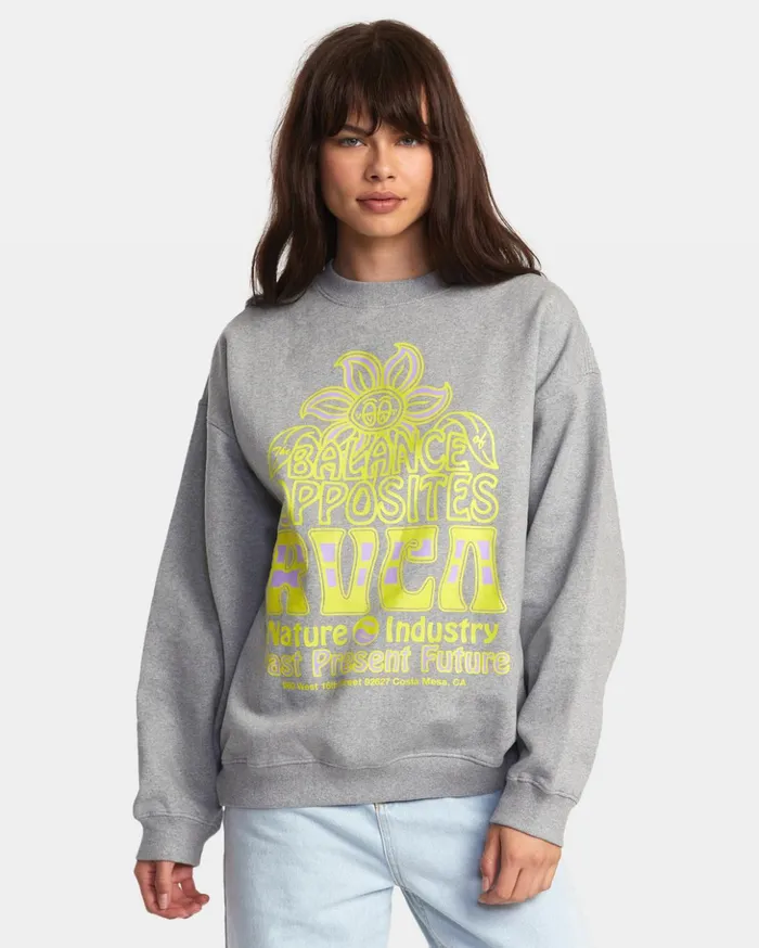 RVCA Hoodies Fleece Positive Growth Sweatshirt Heather Grey 8211 Women