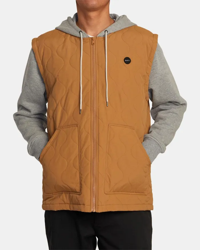 RVCA Jackets Grant Hooded Puffer Jacket Camel 8211 Men