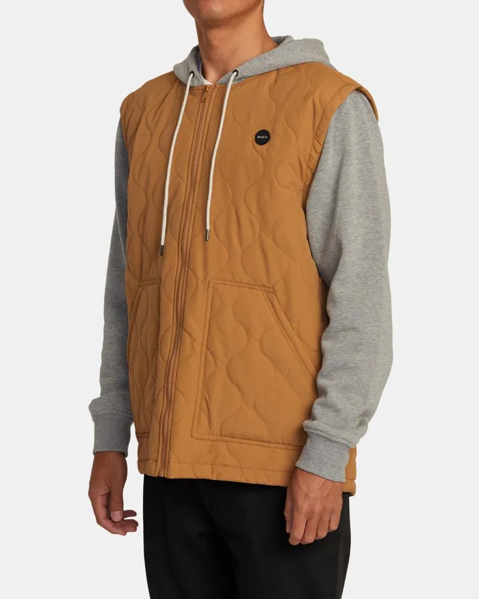 RVCA Jackets Grant Hooded Puffer Jacket Camel 8211 Men
