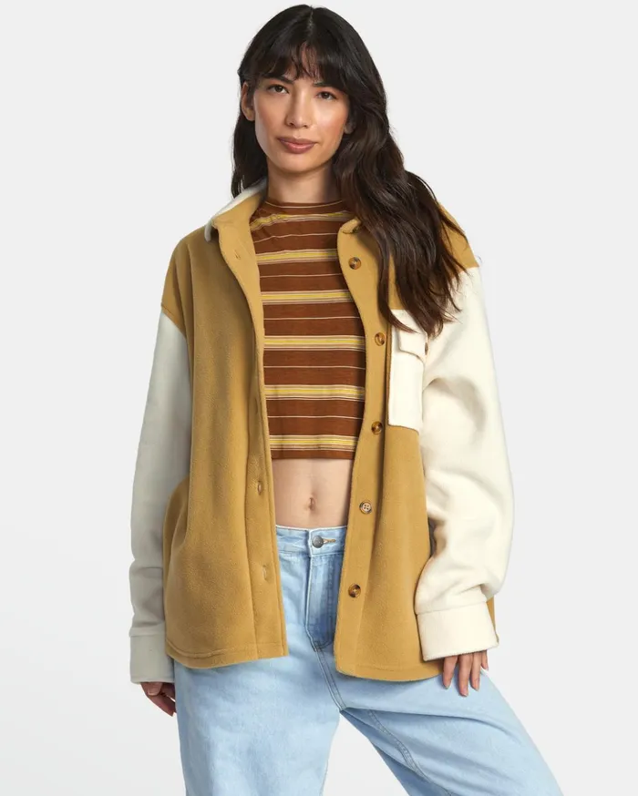 RVCA Jackets Polar Birdie Shacket Overshirt Tan 8211 Women