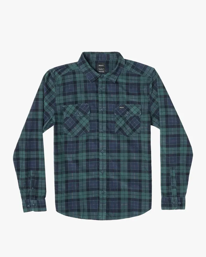 RVCA Shirts Flannels Blues Walk Cord Long Sleeve Shirt Hunter Green 8211 Men