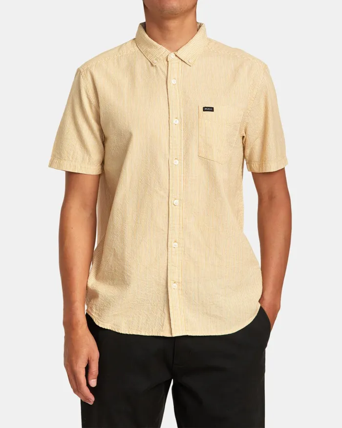 RVCA Shirts Flannels Endless Seersucker Short Sleeve Shirt Butterscotch 8211 Men RVCA Shirts Flannels Endless Seersucker Short Sleeve Shirt Butterscotch 8211 Men