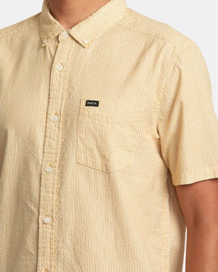 RVCA Shirts Flannels Endless Seersucker Short Sleeve Shirt Butterscotch 8211 Men RVCA Shirts Flannels Endless Seersucker Short Sleeve Shirt Butterscotch 8211 Men