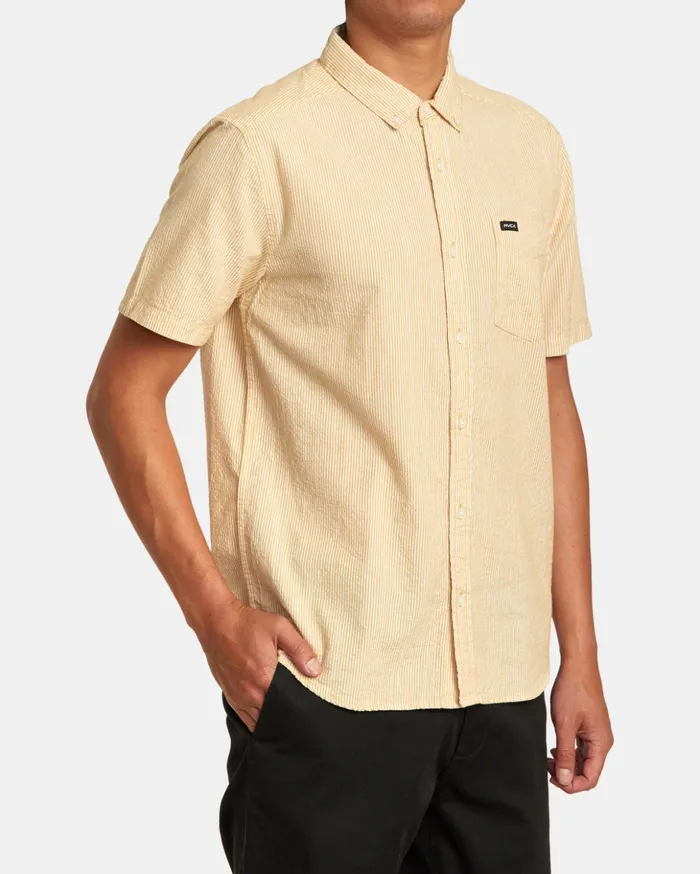 RVCA Shirts Flannels Endless Seersucker Short Sleeve Shirt Butterscotch 8211 Men RVCA Shirts Flannels Endless Seersucker Short Sleeve Shirt Butterscotch 8211 Men