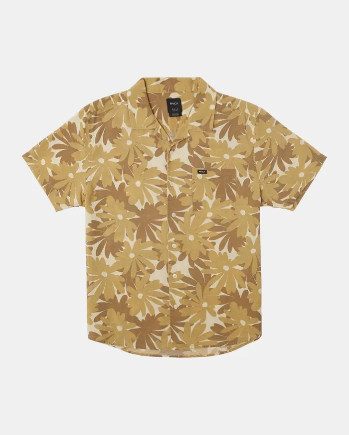 RVCA Shirts Flannels Pop Floral Short Sleeve Shirt Khaki 8211 Men