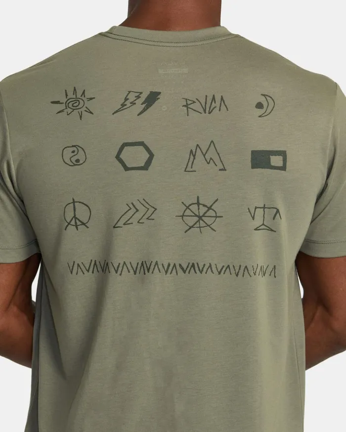 RVCA Short Sleeves VA Scrap Elements TShirt Army 8211 Men