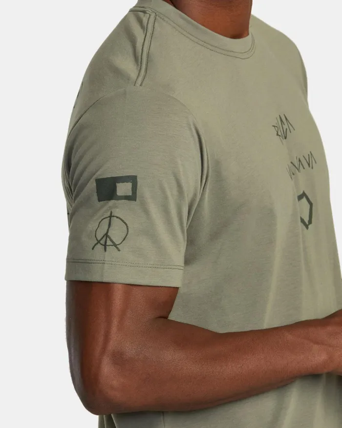 RVCA Short Sleeves VA Scrap Elements TShirt Army 8211 Men