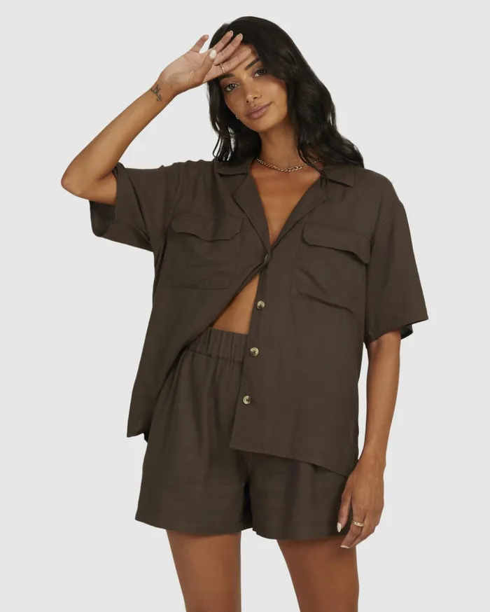 RVCA Shorts Skirts CAFFEINATED POPS SHORT Coffee 8211 Women