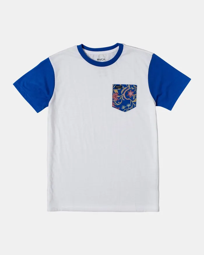 RVCA Tees Tanks Boy039s Ollie Color Block Pocket TShirt Blue 8211 Boys