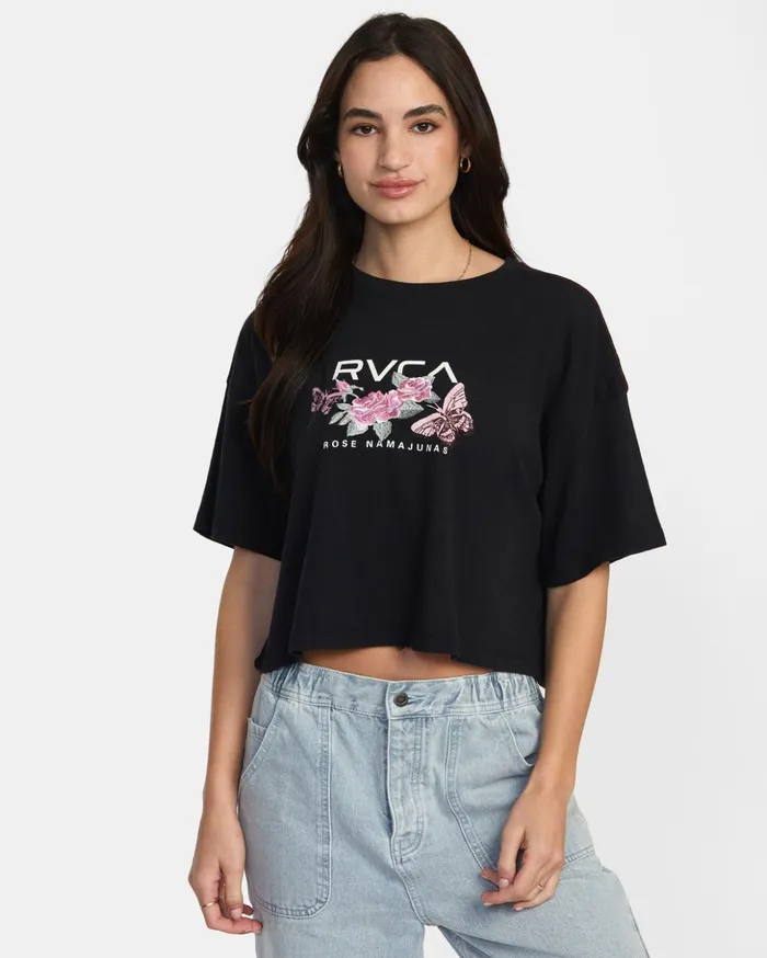 RVCA Tees Tanks Rose Namajunas Romance Tee Rvca Black 8211 Women
