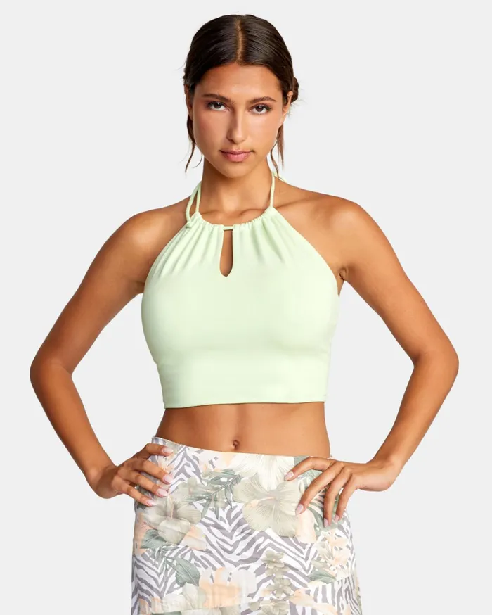 RVCA Tops Sabrina Halter Top Lime Twist 8211 Women
