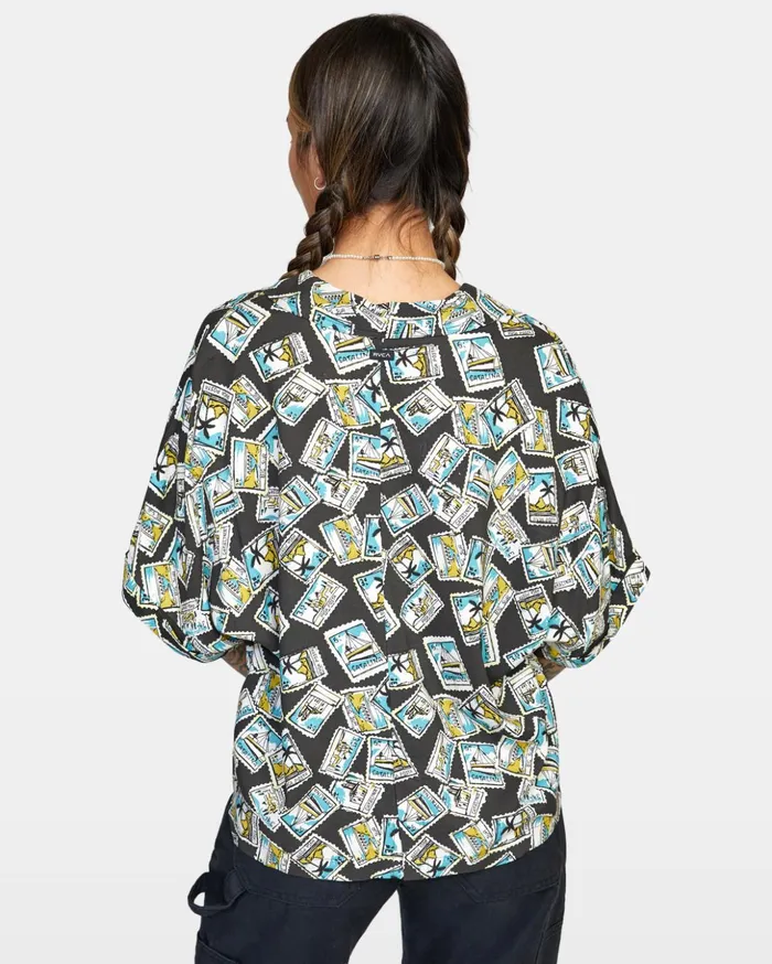 RVCA Tops Speakeasy Button Down Top Rvca Black 8211 Women