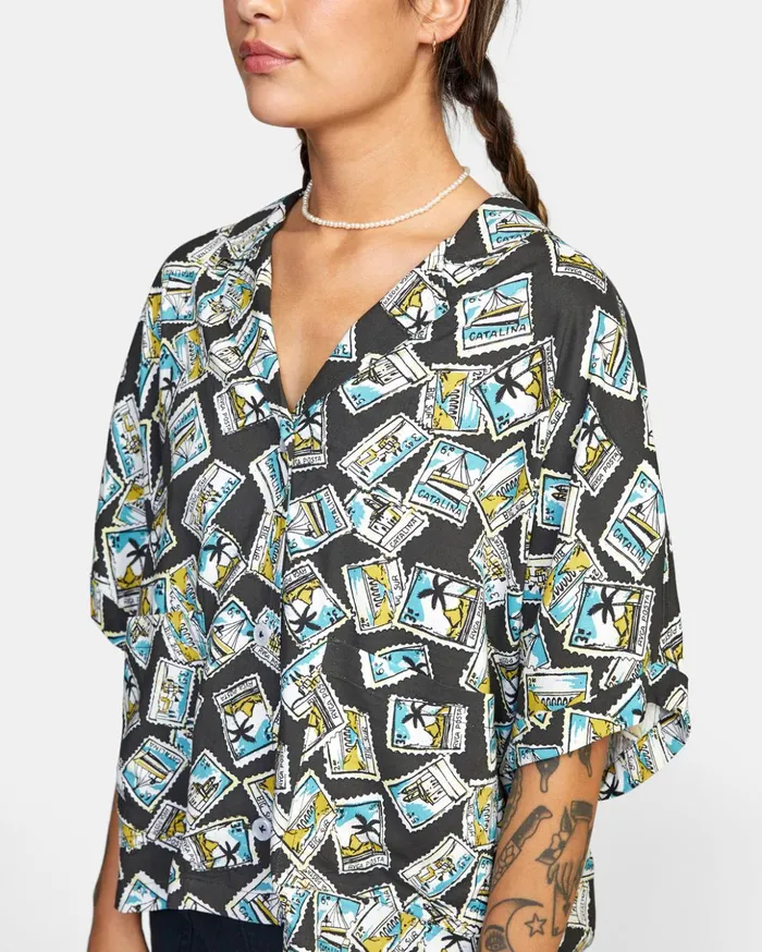 RVCA Tops Speakeasy Button Down Top Rvca Black 8211 Women
