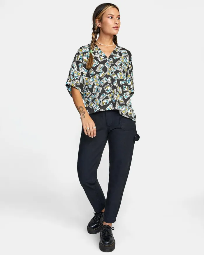 RVCA Tops Speakeasy Button Down Top Rvca Black 8211 Women