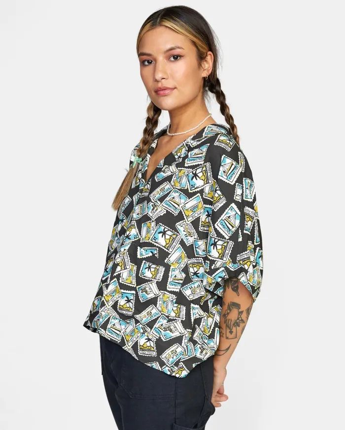 RVCA Tops Speakeasy Button Down Top Rvca Black 8211 Women