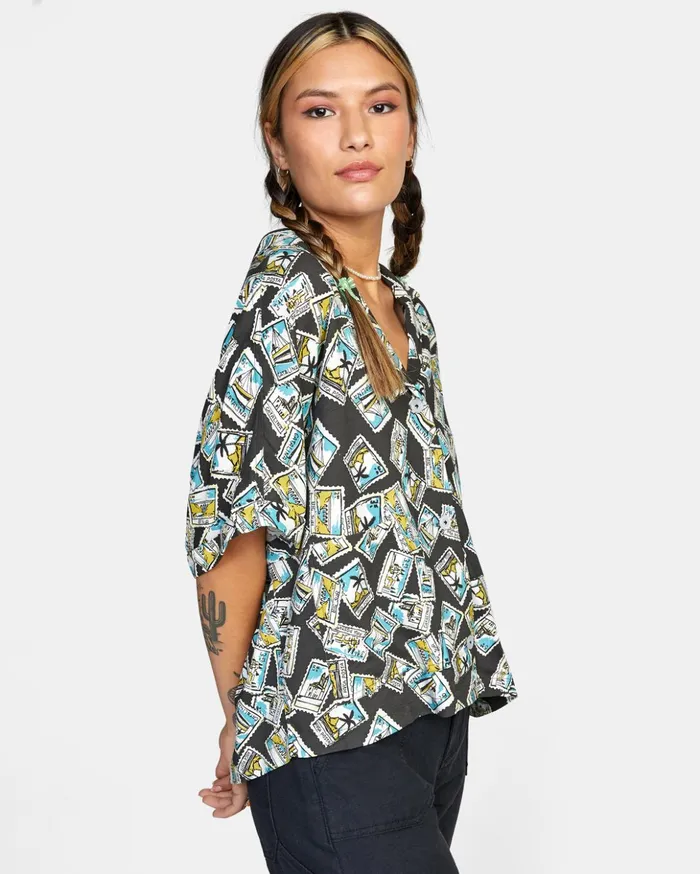 RVCA Tops Speakeasy Button Down Top Rvca Black 8211 Women