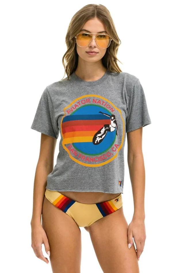 San Francisco Boyfriend Tee 8211 Heather Grey Women Aviator Nation Tees