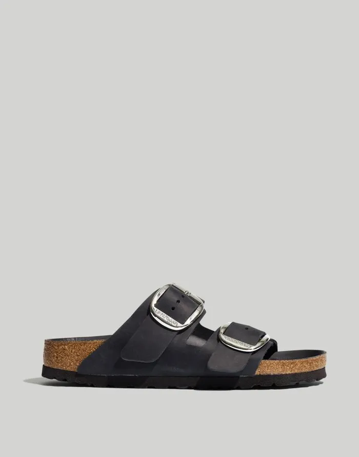 Sandals Women Madewell Birkenstock Big Buckle Arizona Sandals Black Oiled Leather