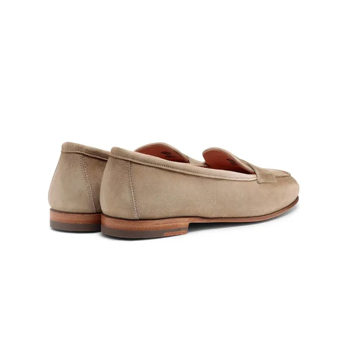 Santoni Beige Suede Carla Loafer Women Loafers