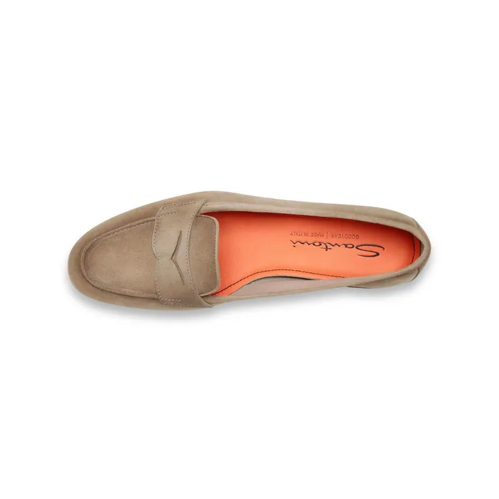Santoni Beige Suede Carla Loafer Women Loafers