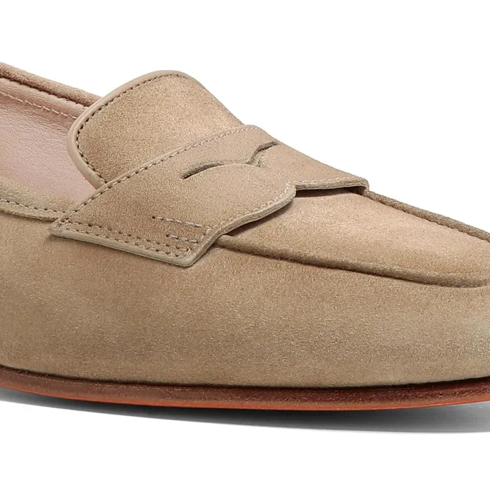 Santoni Beige Suede Carla Loafer Women Loafers