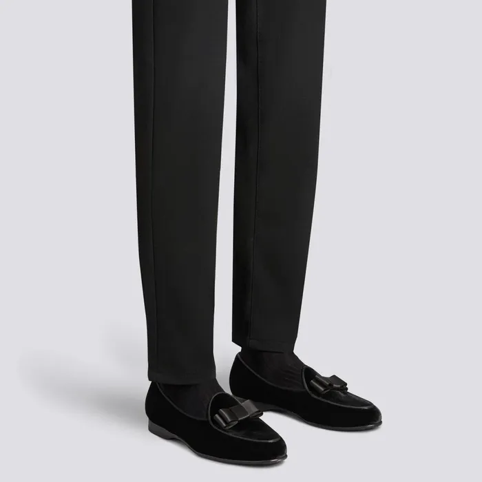 Santoni Black Velvet Andrea Loafer Men Loafers