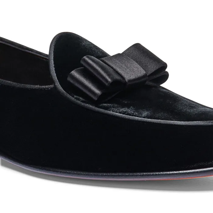 Santoni Black Velvet Andrea Loafer Men Loafers