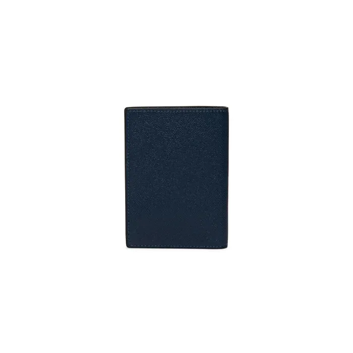 Santoni Blue Saffiano Leather Passport Case MenWomen Small Leather Goods