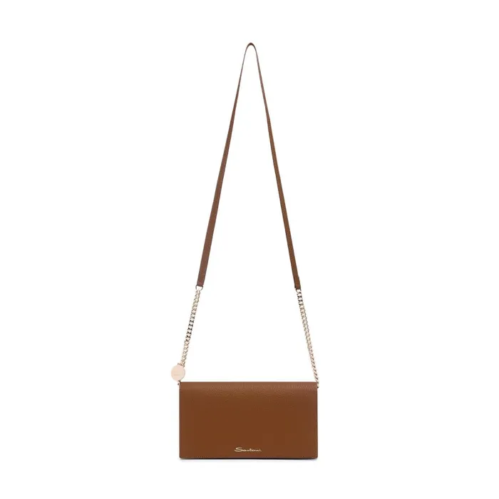 Santoni Light Brown Tumbled Leather Crossbody Bag Women Bags